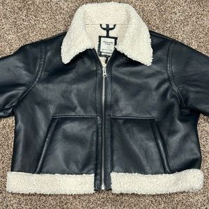 Abercrombie & Fitch Vegan Leather and Sherpa Jacket